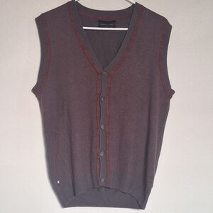 Geoffrey Beene Gray and Red Knit Sweater